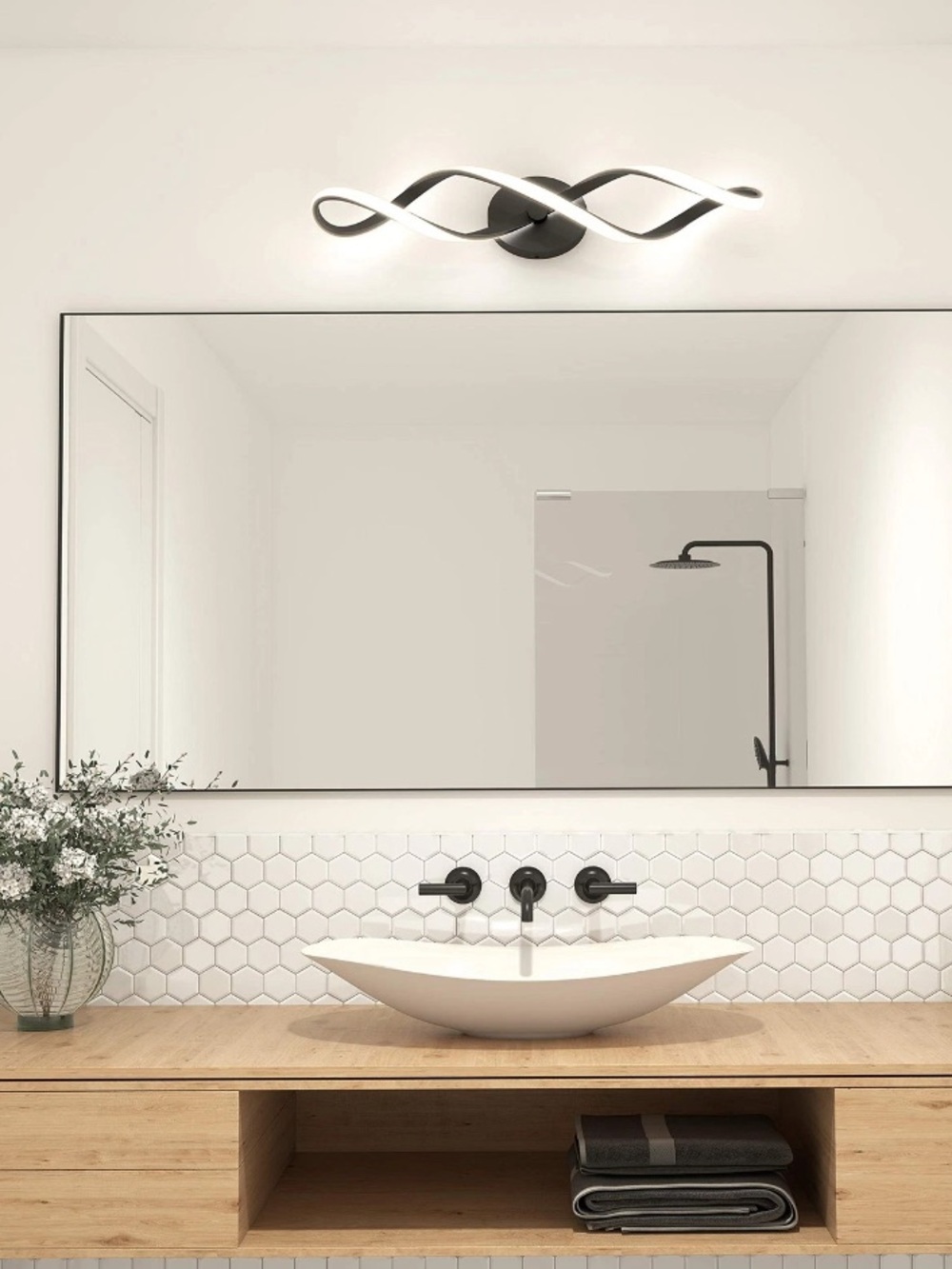 LED Vanity Light Fixture - White and Silver new open box